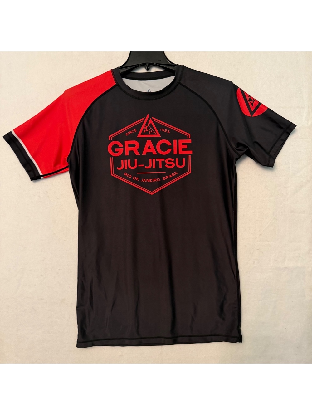 Gracie Jiu-Jitsu Rashguard Mens 2XL Double Sided Black Red Short Sleeve Combat